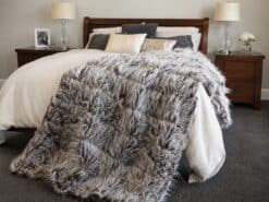 Shaggy Brown Faux Fur Calming Blanket with Foot Pocket
