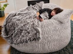 Shaggy Brown Faux Fur Calming Blanket with Foot Pocket
