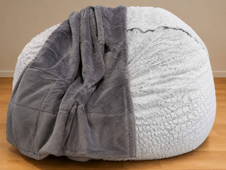 Tranquil Grey Faux Fur Calming Blanket with Foot Pocket