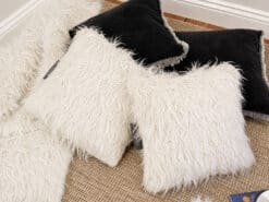 Shaggy Faux White Fur Cushion