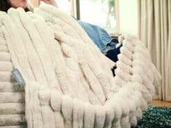 Oat Ripple Calming Blanket with foot pocket